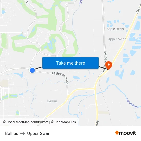 Belhus to Upper Swan map