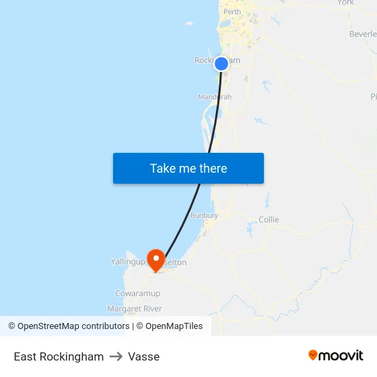 East Rockingham to Vasse map