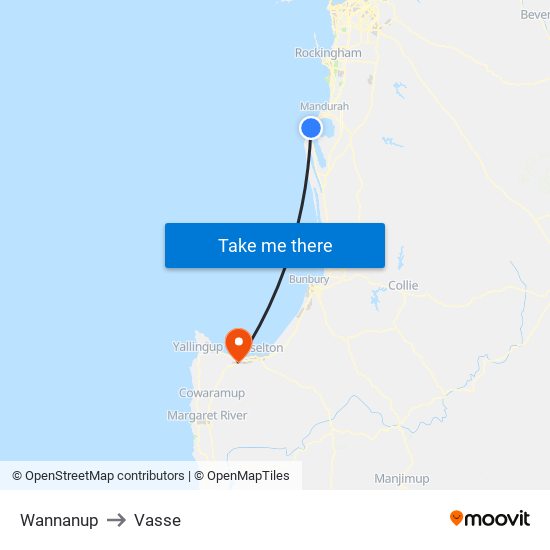 Wannanup to Vasse map
