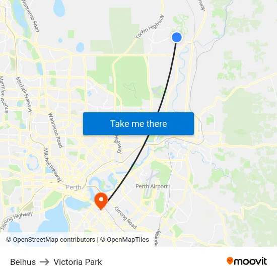 Belhus to Victoria Park map