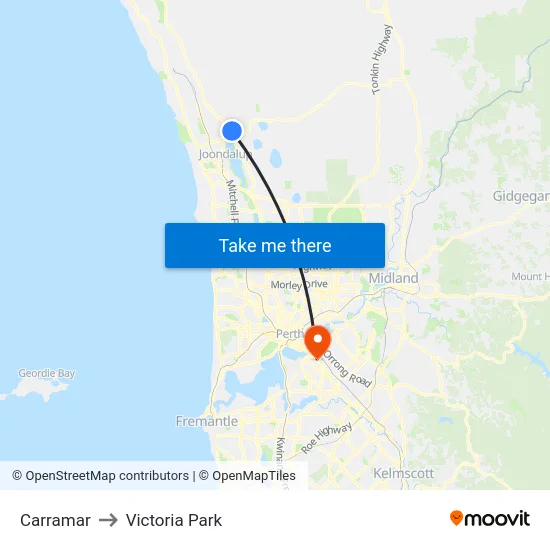 Carramar to Victoria Park map