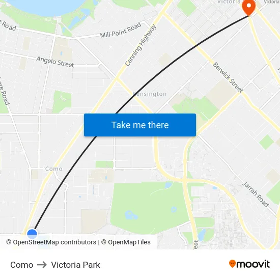 Como to Victoria Park map