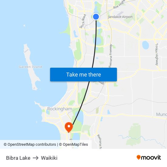 Bibra Lake to Waikiki map