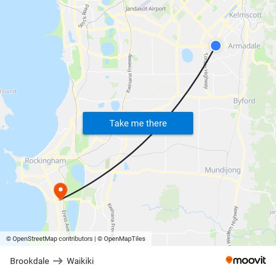 Brookdale to Waikiki map