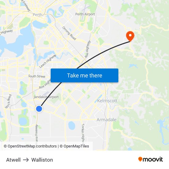 Atwell to Walliston map