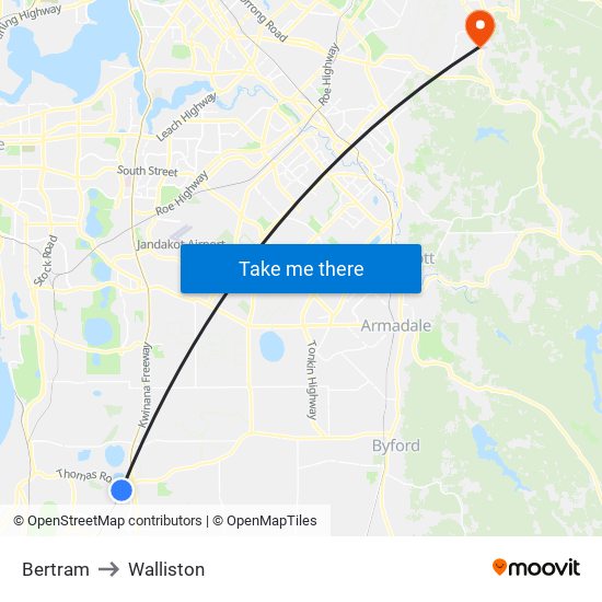 Bertram to Walliston map