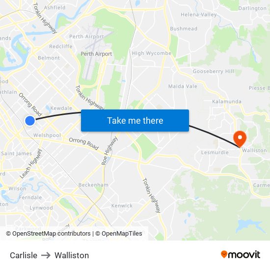 Carlisle to Walliston map