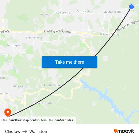 Chidlow to Walliston map