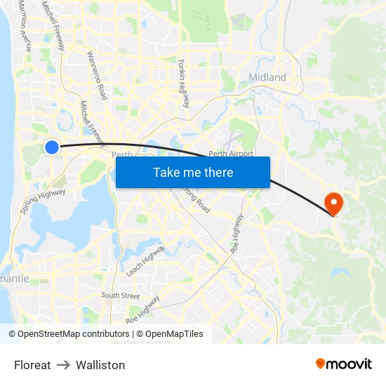 Floreat to Walliston map