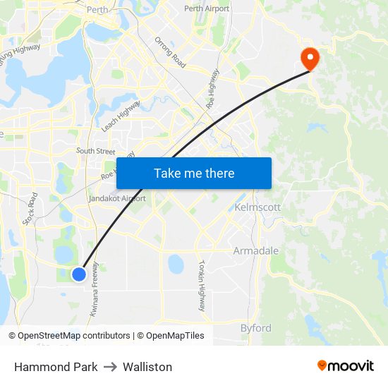 Hammond Park to Walliston map