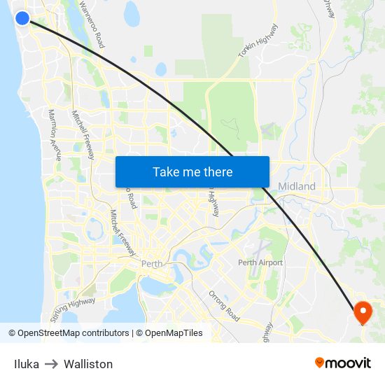 Iluka to Walliston map