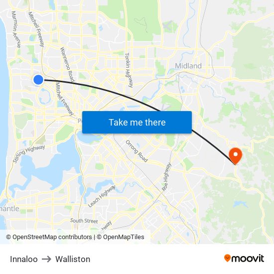Innaloo to Walliston map