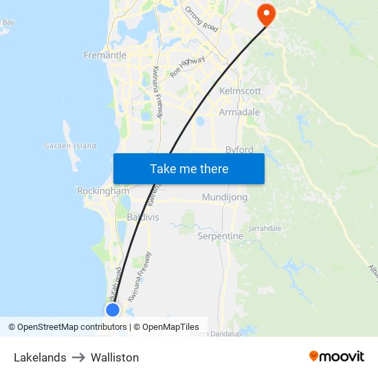 Lakelands to Walliston map