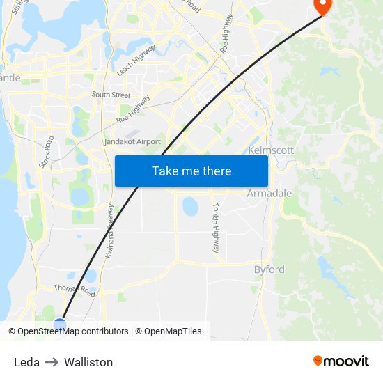 Leda to Walliston map