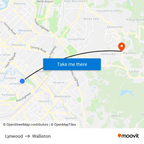 Lynwood to Walliston map
