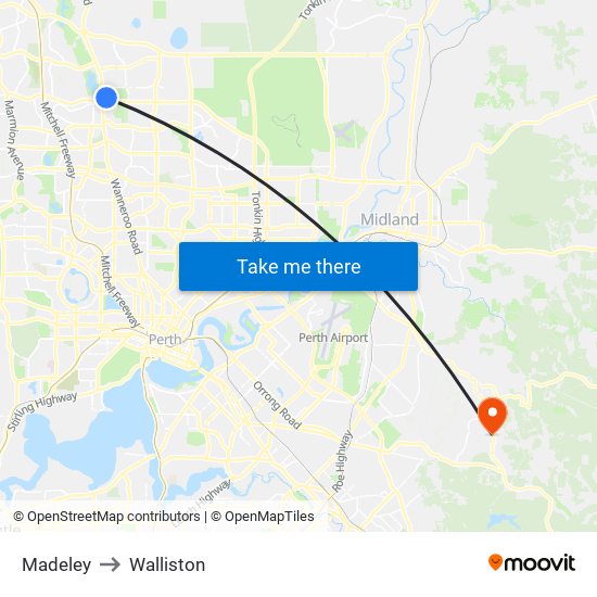 Madeley to Walliston map