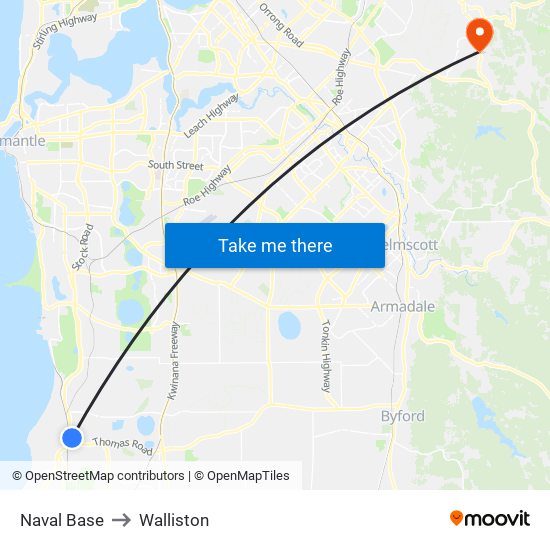 Naval Base to Walliston map