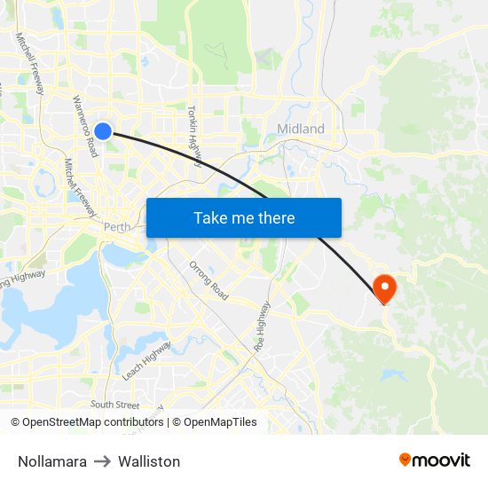 Nollamara to Walliston map