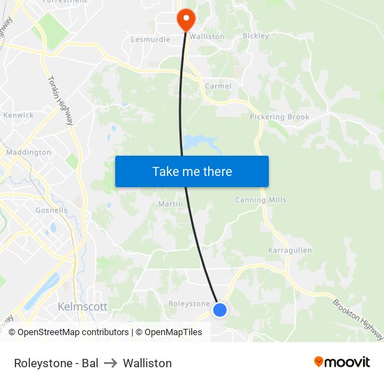 Roleystone - Bal to Walliston map