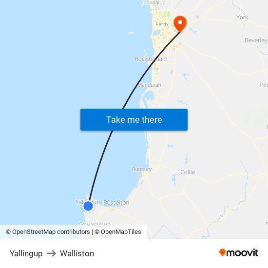 Yallingup to Walliston map