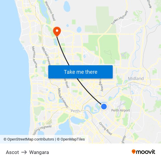 Ascot to Wangara map