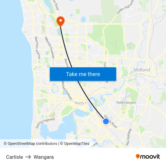 Carlisle to Wangara map
