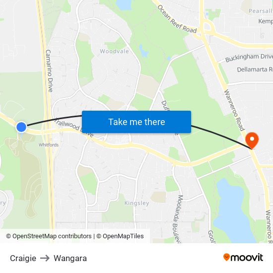 Craigie to Wangara map