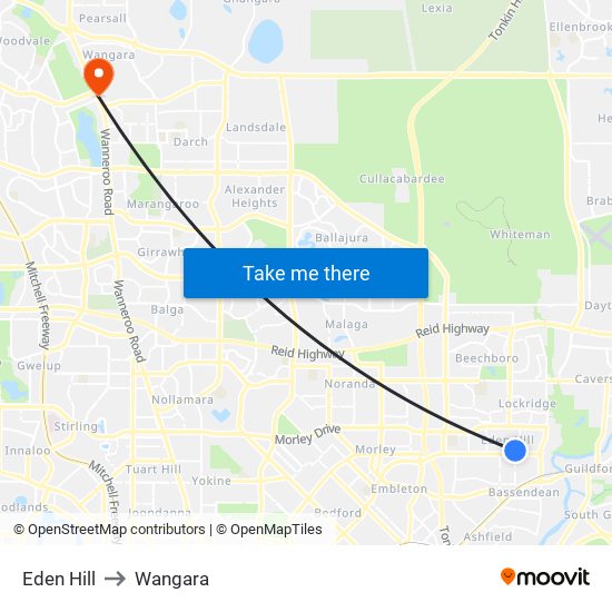 Eden Hill to Wangara map