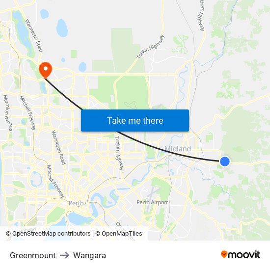 Greenmount to Wangara map