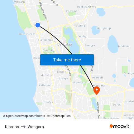 Kinross to Wangara map