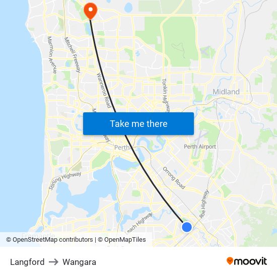 Langford to Wangara map