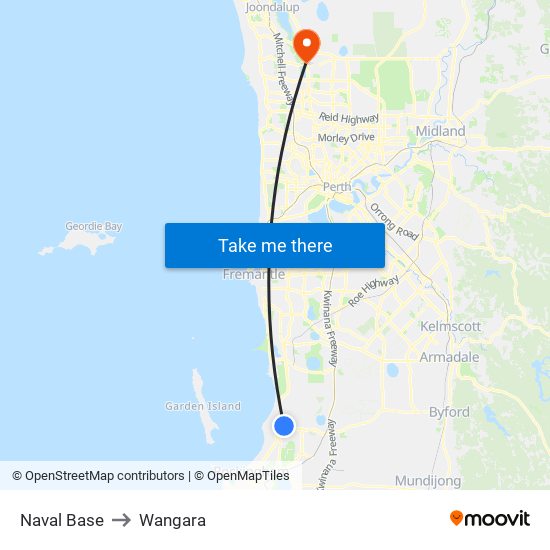 Naval Base to Wangara map