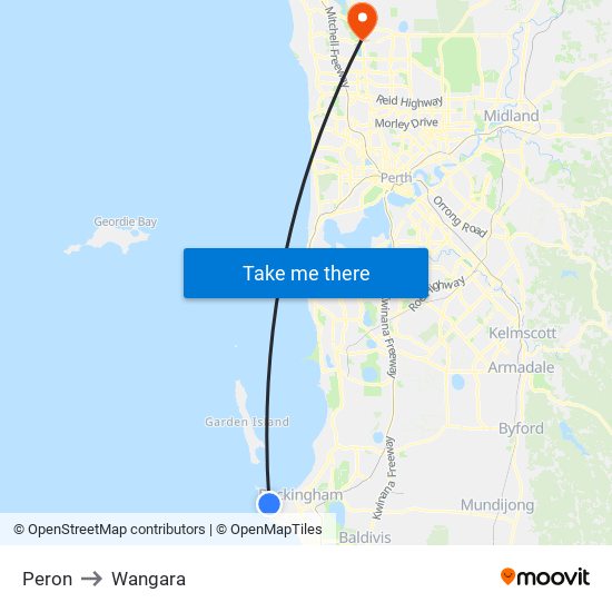 Peron to Wangara map