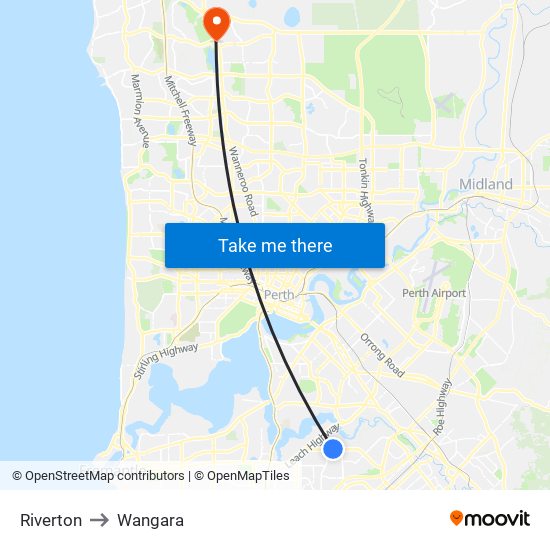 Riverton to Wangara map