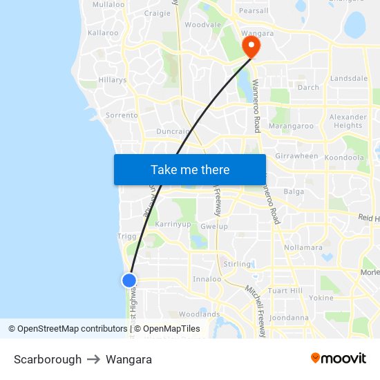 Scarborough to Wangara map