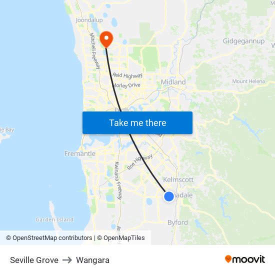 Seville Grove to Wangara map