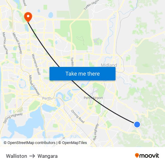 Walliston to Wangara map