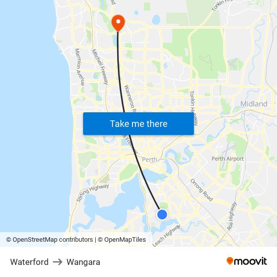 Waterford to Wangara map