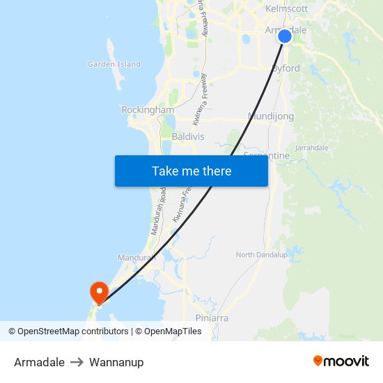 Armadale to Wannanup map