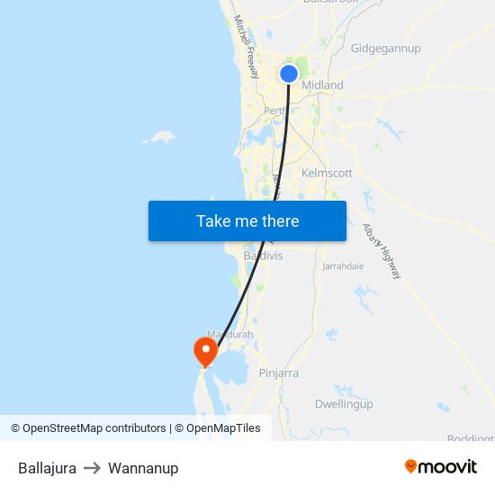 Ballajura to Wannanup map