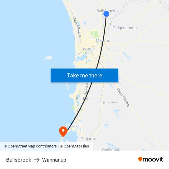 Bullsbrook to Wannanup map