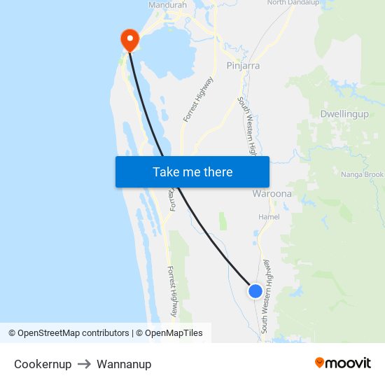 Cookernup to Wannanup map