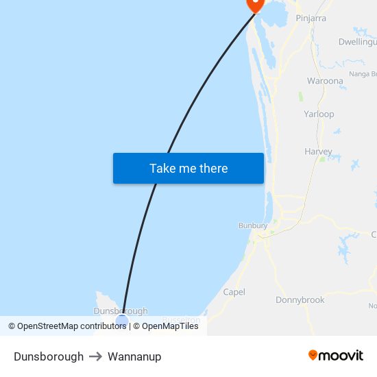 Dunsborough to Wannanup map