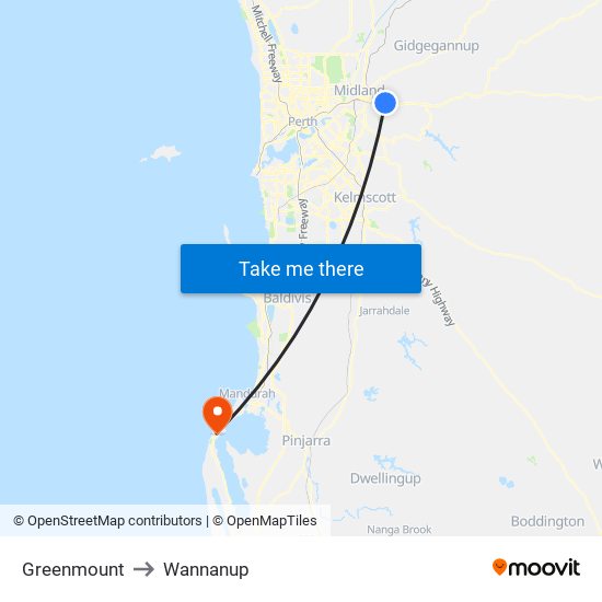 Greenmount to Wannanup map