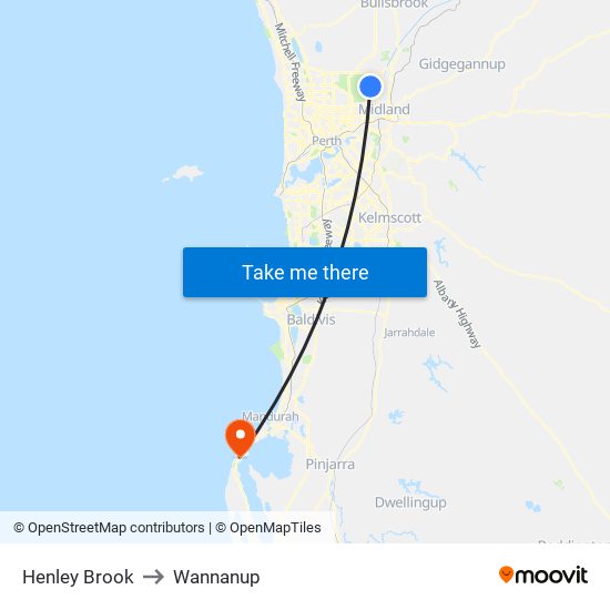 Henley Brook to Wannanup map
