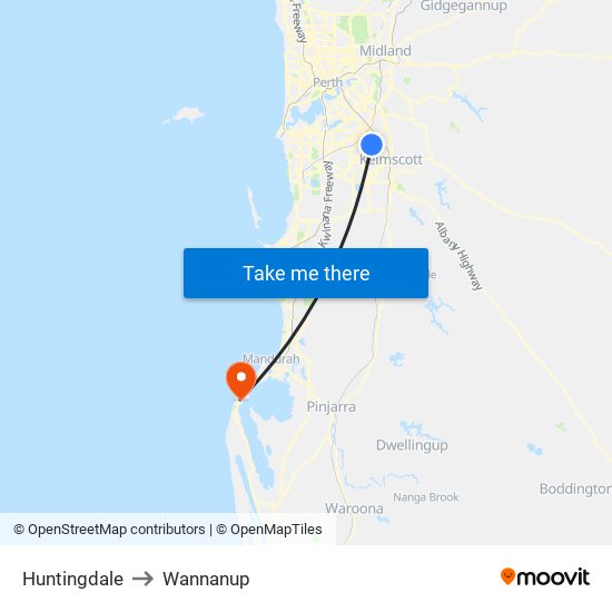 Huntingdale to Wannanup map