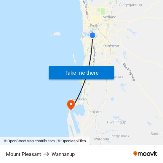 Mount Pleasant to Wannanup map