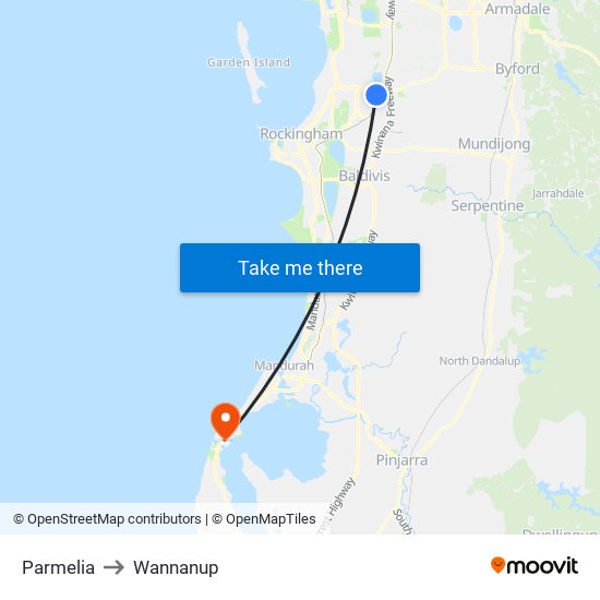 Parmelia to Wannanup map