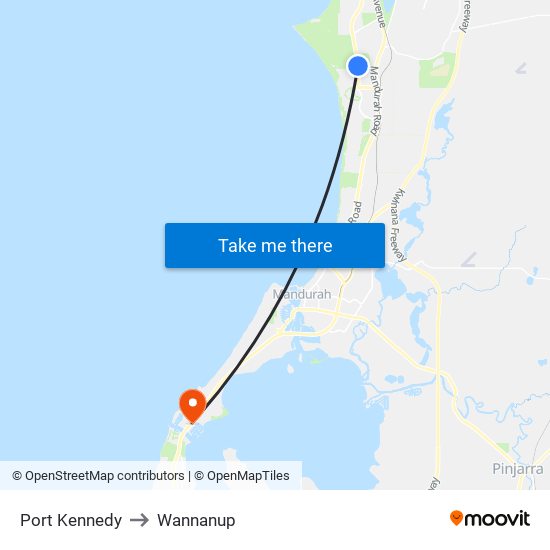 Port Kennedy to Wannanup map