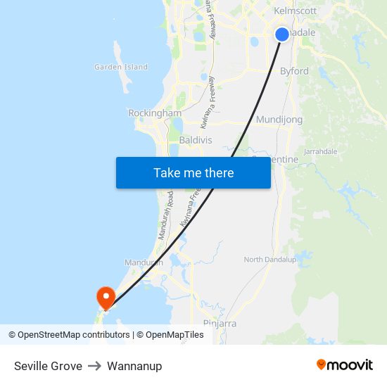 Seville Grove to Wannanup map